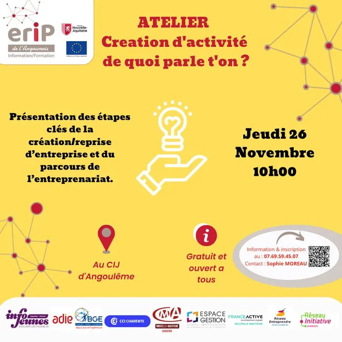 Atelier "La création d'activité, de quoi parle-t-on ?"